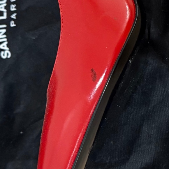 GUARANTEED AUTHENTIC SAINT LAURENT ANJA 105 RED LEATHER ESCARPIN PUMP- 37 1/2 - Picture 5 of 13